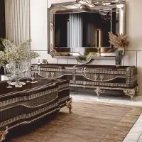 Casa Padrino Luxe Armoire TV baroque avec dos de TV - Meubles de salon baroques