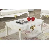 Casa Padrino Table basse baroque blanche / or 105 x 74 x H. 50 cm - Table de salon de style baroque - Meubles de salon baroques