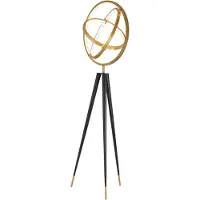 Casa Padrino Lampadaire LED design laiton antique / noir Ø 70 x H. 205 cm - Lampadaire moderne à trois pieds - Lampe de salon - Qualité de luxe