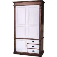 Casa Padrino Armoire de style cottage brun antique / blanc 120 x 59 x H. 210 cm - Armoire de chambre à coucher en bois massif avec 3 portes et 3 tiroirs - Meubles de chambre à coucher de style cottage