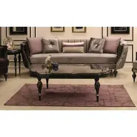 Casa Padrino Luxe Table basse baroque Gris / Noir / Argent 140 x 85 x H. 50 cm - Table de salon noble en bois massif avec plateau en verre - Meubles de salon de style baroque