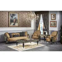 Casa Padrino Luxe Baroque Salon Set Or / Noir - 2 Canapés & 2 Fauteuils & 1 Table Basse & 2 Tables d'Appoint - Somptueux Meubles Baroques - Qualité Luxe