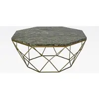 Casa Padrino Table basse de luxe or / vert 92 x 92 x H. 40 cm - Table de salon octogonale avec plateau en marbre et structure métallique - Meubles de salon modernes