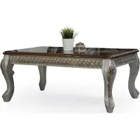Casa Padrino Luxe Table basse Baroque Marron / Argent / Bronze 115 x 77 x H. 48 cm - Table de salon en bois massif - Meubles de salon de style baroque
