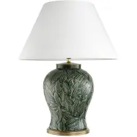 Casa Padrino Luxe Lampe de Table Céramique Vert / Laiton Antique - Meubles de Salon