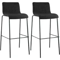 CLP lot de 2 tabourets de bar Hoover tissu 4 pieds piètement noir