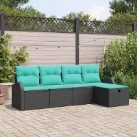 Prolenta Maison Exclusive - Ensemble de canapés de jardin, 5 pièces, en résine tressée noire