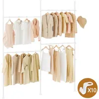 SoBuy KLS03-II-W Tringle à vêtements robuste et extensible - Réglable 124-226 × 200-295 cm - Blanc