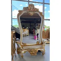 Casa Padrino Miroir baroque avec banc Blanc / Gris / Multicolore / Or - Somptueux miroir baroque - Meubles de vestiaires style baroque - Meubles baroques - Noble & Somptueux