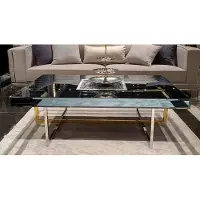Casa Padrino Table basse de luxe argent / or 120 x 60 x H. 43 cm - Table de salon miroir - Meubles de salon de luxe miroir