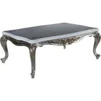 Casa Padrino Luxe Table basse baroque Blanc / Argent / Or 120 x 81 x H. 46 cm - Table de salon en bois massif - Meubles de salon de style baroque