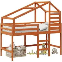 Syfax Cadre de lit mezzanine Brun Ciré 90 x 190 cm Pin massif