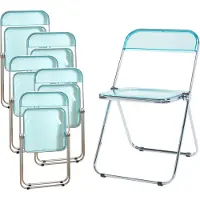 En.casa Chaise pliante 'Pornainen' set de 6 pièces structure acier bleu clair, transparent
