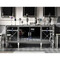 Casa Padrino Commode baroque de luxe avec miroir argenté / doré 205 x 55 x H. 100 cm - Armoire de salon en miroir - Qualité de luxe