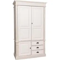 Casa Padrino Armoire de style cottage Beige / Crème 120 x 59 x H. 210 cm - Armoire de chambre à coucher en bois massif avec 3 portes et 3 tiroirs - Meubles de chambre à coucher de style cottage