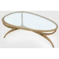 Casa Padrino Luxe Table basse Art Déco Marron clair 130 x 88 x H. 46 cm - Table de salon noble en bois massif avec plateau en verre - Meubles de salon