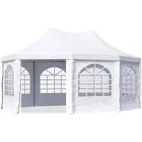 TOOLPORT Tente pagode 4x5,5m montage simple et rapide, avec fenêtres, bâche PVC 700, blanc