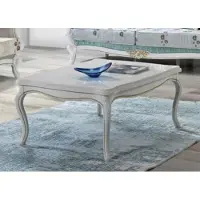 Casa Padrino Table basse baroque blanche / or 105 x 80 x H. 46 cm - Table de salon en bois massif de style baroque - Meubles de salon baroques