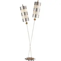 Casa Padrino Lampadaire double design Argent / Beige 63,5 x 35,6 x H. 198,1 cm - Lampadaire moderne en acier - Luminaires de salon de luxe