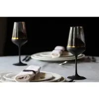 Casa Padrino Luxus Verre à vin rouge (set de 6) Noir / Or Ø 8,5 x H. 24 cm - Verres à vin faits et peints à la main - Accessoires pour hôtels et restaurants - Qualité de luxe