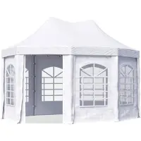 TOOLPORT Tente pagode 3x4,1m montage simple et rapide, avec fenêtres, bâche PVC 700, blanc