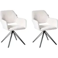 Beliani : Ensemble de 2 chaises de salle à manger, couleur crème, revêtement en polyester, pieds en métal noir, rembourrées, style moderne, chaises rembourrées, meubles de salle à manger