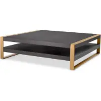 Casa Padrino Luxe Table basse Moka / Laiton 150 x 150 x H. 42,5 cm - Table de salon carrée - Meubles de salon - Meubles en bois massif - Meubles de luxe - Ameublement de luxe