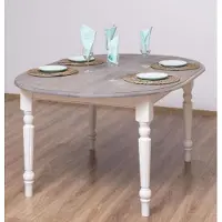 Casa Padrino Table de salle à manger de style rustique Gris / Blanc 160 x 120 x H. 78 cm - Table de cuisine ovale en bois massif avec plateau en chêne - Meubles de salle à manger de style rustique