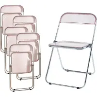 En.casa Chaise pliante 'Pornainen' set de 6 pièces structure acier rose, transparent