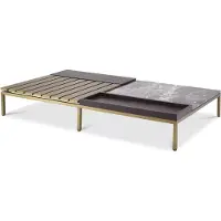 Casa Padrino Table basse de luxe Laiton / Gris / Marron 169,5 x 99,5 x H. 27 cm - Table de salon moderne - Meubles de salon de luxe - Qualité de luxe