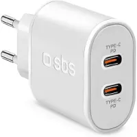 SBS Chargeur secteur rapide Power Delivery 20 W avec deux sorties USB-C-
