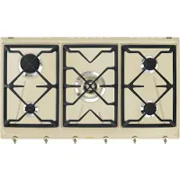 Smeg Table de cuisson à gaz encastrable 5 feux SRV896POGH couleur crème