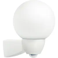 ESYLUX AL Monza/Garda lampe à détecteur, 77W, lampe halogène HV, blanc, mat, appareillage non nécessaire, E27, IP44, verre opalin