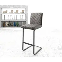 DELIFE Chaise-de-bar Earnest-Flex piqué en diamant Vintage anthracite chaise cantilever métal plat