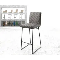 DELIFE Chaise-de-bar Earnest-Flex piqué en diamant Vintage anthracite cadre de patins métal
