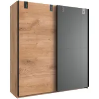 Wimex Armoire Liverpool pour chambre à coucher, chêne planches graphite, style industriel, largeur au choix, 180 cm