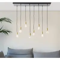 Brilliant : Suspension linéaire noire | 133 x 110 cm | 8 douilles E27, max. 60 W par douille | Câble raccourcissable | Métal