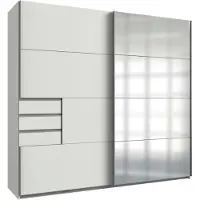 Wimex Armoire à portes coulissantes Saigon 225 x 64 x 208 cm, blanche avec miroir (18535)