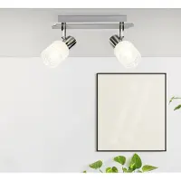 Brilliant LED Applique Lea | Spot mural intemporel | 2 flammes | métal/verre | fer/chrome/blanc | Têtes orientables | 2x E14 max 4 W