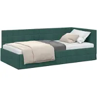 vidaXL Cadre de lit d'angle Vert foncé 90 cm x 200 cm tissu