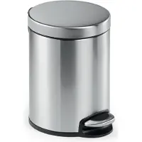 Durable Poubelle ronde à pédale en acier inoxydable 5L, Argent, 340023