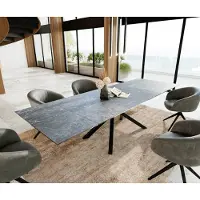 DELIFE Table à manger Edge 200-300x100 céramique LaminamNero Greco gris cadre croisé rectangulaire noir extensible