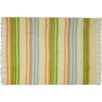 Hubsch - Couverture Loom, rayures vertes/jaunes, 140 x 200 cm