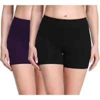 Merry Style Short de cyclisme pour femme , boxer en viscose, lot de 2 MS10-283 (noir/prune, lot de 2), taille S