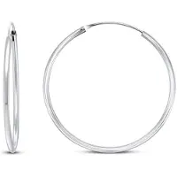 Brilio Silver Silver - Timeless silver round earrings EA020 - Diameter : 3.5 cm, (Argent)