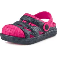 Ladeheid Sabots légers pour enfants (filles et garçons) en EVA, sabots de jardin, chaussures de jardin KL056 (bleu foncé et rose, taille 26)