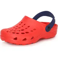 Ladeheid Sabots pour enfants (filles et garçons) Eva – Sabots de jardin – Chaussures de jardin LA-CA-06 (rouge/bleu marine, 26/27 EU)