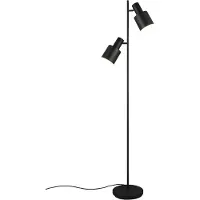 TRIO Lampadaire LB25 AGUDO 2xE27 noir mat, hauteur 5 cm, avec interrupteur au pied.