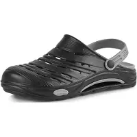 Ladeheid Sabots Eva légers pour femmes et hommes, sabots de jardin, chaussures de jardin KL030 (noir/gris, 37 EU)