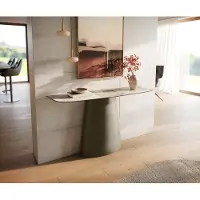 DELIFE Console Edge forme bateau 140x40 cm Céramique Minas Melange Weiß-Beige Conos Métal Effektfinish Titan